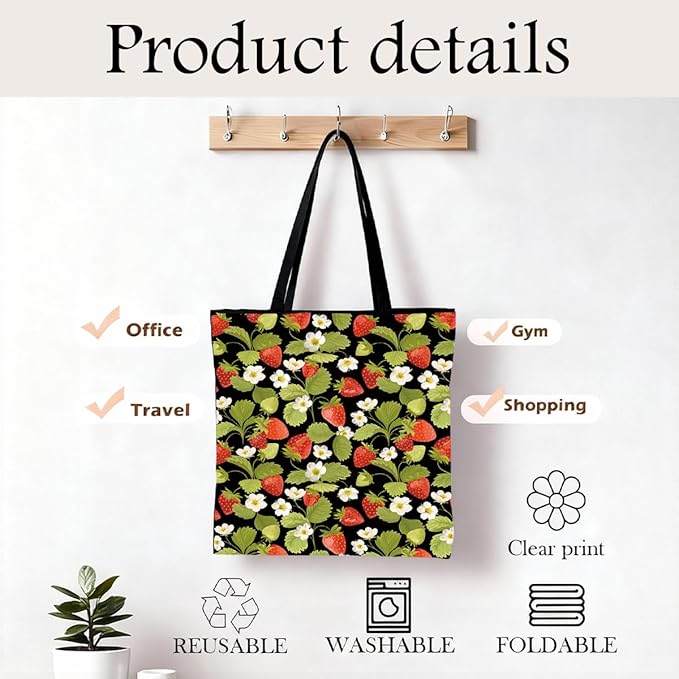 Canvas Tote Bag for Women, Vintage Print Handbag, Aesthetic Shopping Bag for Work Travel Beach, Everyday Shoulder Tote