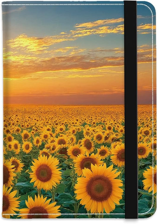 PU Leather Passport Holder Cover 5.9×4.3 Inch with Credit Card Slot and Boarding Pass Slot Combo Blocking Passport Holder Wallet Cover Case for Travel Boarding Essentials (Sunflower)