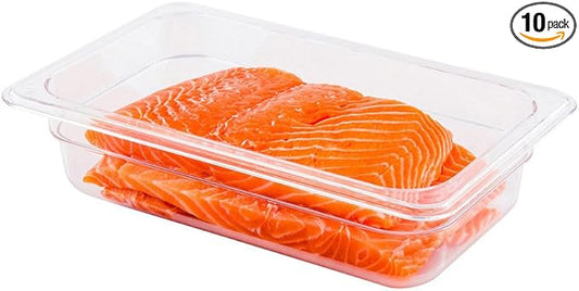 Restaurantware-2.5 Inch Deep Food Pans, 10 1/4 Size Commercial Food Storage Container - Freezable, Break-Resistant, Clear Plastic Cold Pans, Dishwashable, For Kitchens, Restaurants, Or Cafeterias