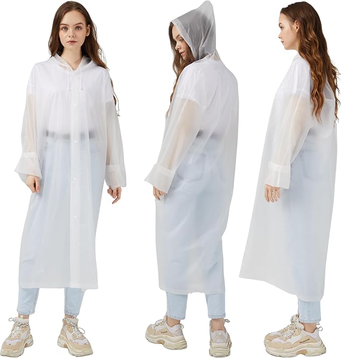 Rain Ponchos Raincoats for Adults Women, Reusable Rain Jacket Coats with Hood for Family Disney Park Travel 2 Pack