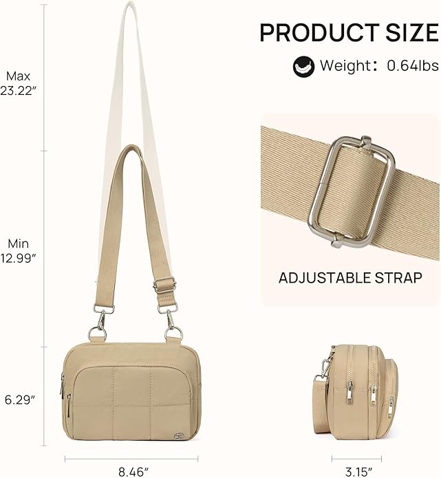 Telena 3-Zip Crossbody Bags for Women Anti Theft Cross Body Bag for Woman Travel Everyday Use