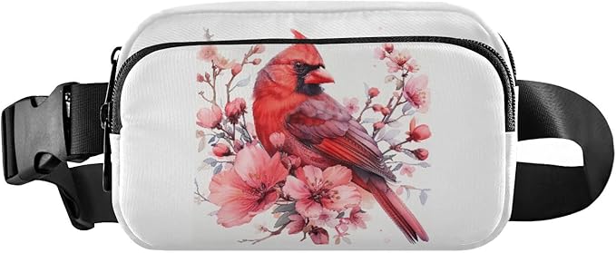 Cardinal Pink Flowers Fanny Pack for Women Men Water Resistant Fashion Waist Packs with Adjustable Strap Belt Bag for Travel Workout Jogging Hiking 21218738