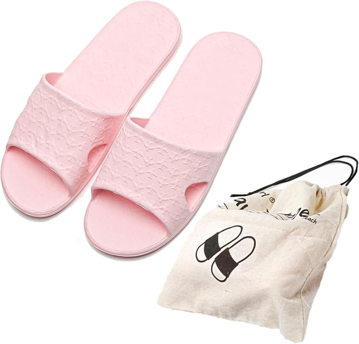 Anmerl Travel Slippers for Women and Men, Portable Foldable Slippers with Cotton Storage Bag, Soft Comfy Non-Slip Quick Dry House Bathroom Shower Shoes Spa Gym Swimming Beach Sandals