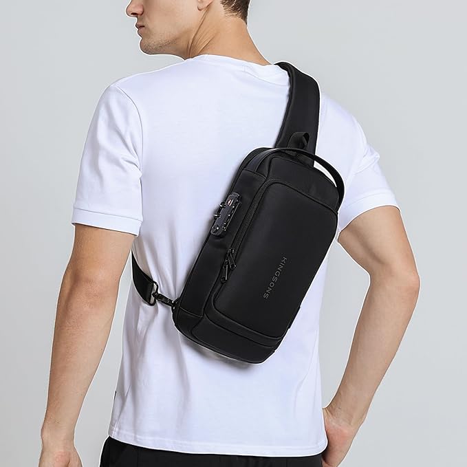 Kingsons Anti-theft Sling Backpack with Lock& Charger for Men