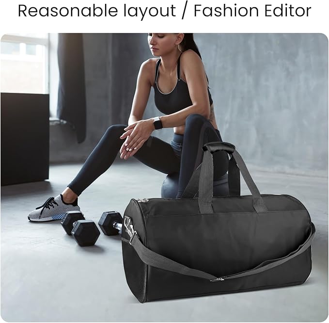 C&F BOGMOST Small Gym Bag for Women & Men,Small Lightweight Duffel Bag Carry On Bags Mini Duffel Travel Bag Waterproof Sports Bags for Workout/Sport/Travel, Beige,Large