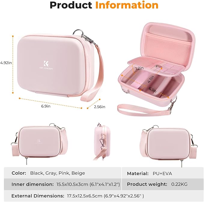 K&F CONCEPT Digital Small Camera Case, Compact Waterproof Small Camera Bag, Lightweight Camera Sling Bag for CCD/Sony DSCW800/DSCW830/Canon PowerShot - Pink