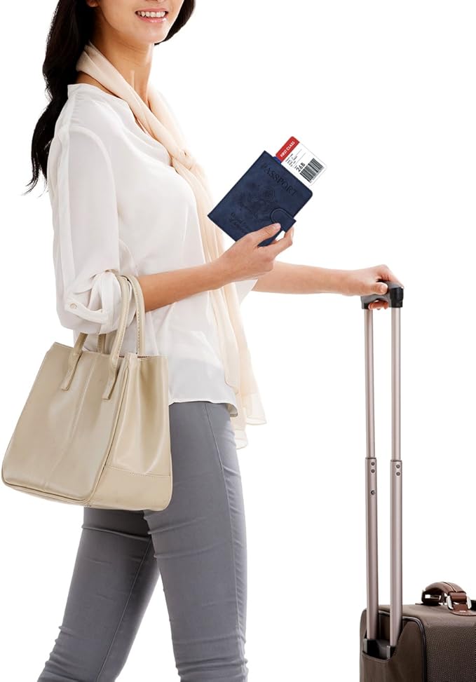 WALNEW Passport Holder Cover Case RFID Passport Travel Wallet, Navy Blue