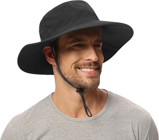 Rosoz Sun Hat for Men Women Boonie Bucket Hat Wide Brim Breathable Cooling Fishing Hats Safari Beach Garden UV Protection