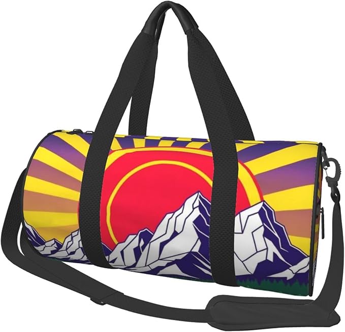 Small Gym Bag for Women, Sport Duffel Gym Tote Bags Ancient Colorado Mountain Flag Purple for Yoga, Workout, Dance, Swim