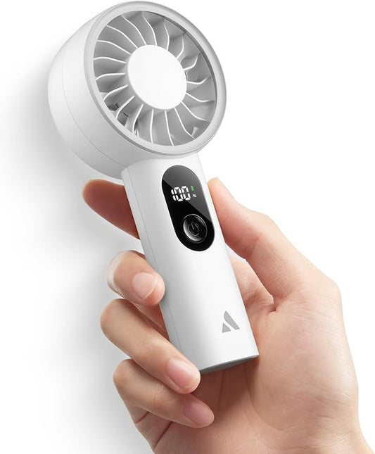 Aecooly Mighty Portable Fan, Powerful Handheld Fan, USB Rechargeable [10H Max Cooling Time], Mini Personal Battery Powered, Pocket for Travel, Summer, Gifts for Women, Girls -White