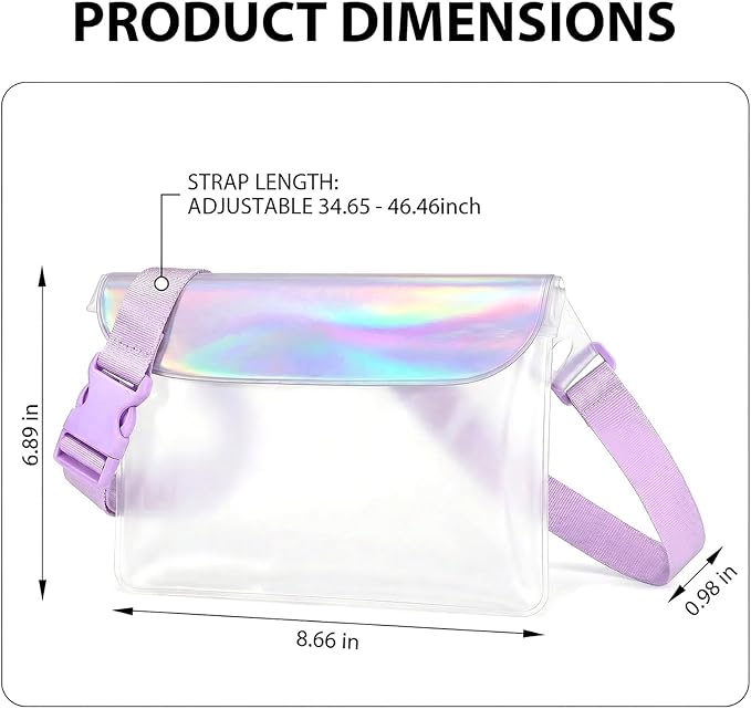 IP68 Waterproof Phone Pouch Case Three-Layer Seal for iPhone 17 16 Pro Max/15/14, IP68 Travel Cellphone Dry Bag Beach Cruise Ship Essential Fanny Pack with Crossbody Lanyard, Iridescent