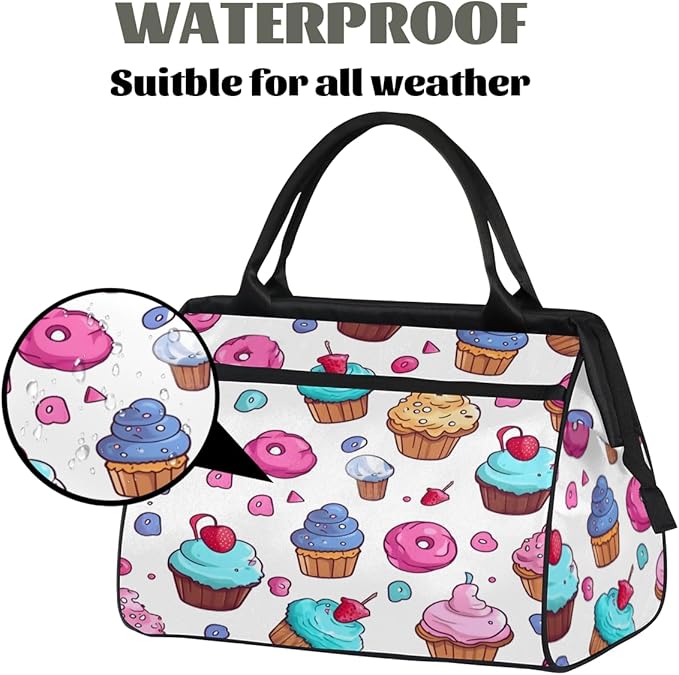 Ice Cream Cake Overnight Weekender Bag for Women Men Travel Duffel Bags Waterproof Luggage Carry on Sports Yoga Gym Bag