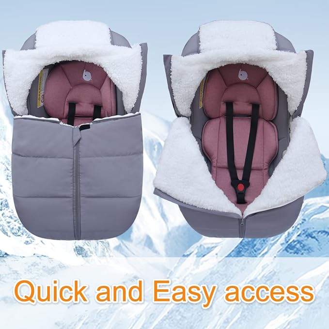 Mom's Choice Awards Winner-TSAYAWA Winter Baby Car Seat Cover -Keep Babies Warm Carseat Bunting Bag/Blanket for Newborn & Infant - Cold Weather Insulated Windproof Carrier Canopy for Travel (Grey)