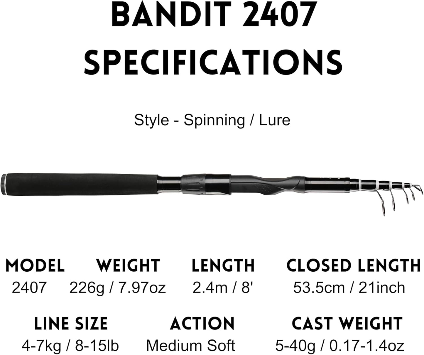 Whistytwig Telescopic Fishing Rod - Versatile Retractable Telescoping Fishing Pole, Collapsible Fishing Rod, Ideal Travel Rod