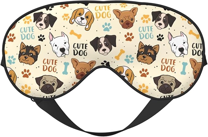 Cute Dog Sleep Mask Breathable Soft Eye Mask for Sleep for Women Men Lightweight Eye Cover for Travel, Night Work, Nap, Office