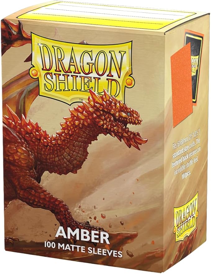 Dragon Shield | Standard Size Card Matte Sleeves | 100 CT - Smooth & Tough Premium TCG Sleeves | Compatible with Pokemon, Flesh & Blood, One Piece & Magic The Gathering | Amber