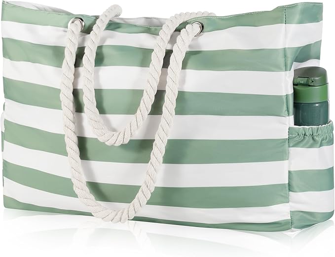 KUAK Beach Bag, Large Beach Bags for Women Waterproof Sandproof Beach Tote Bag with Zipper and Pockets for Pool Family