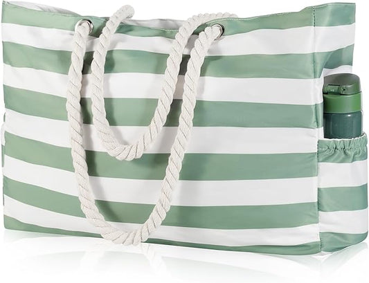 KUAK Beach Bag, Large Beach Bags for Women Waterproof Sandproof Beach Tote Bag with Zipper and Pockets for Pool Family