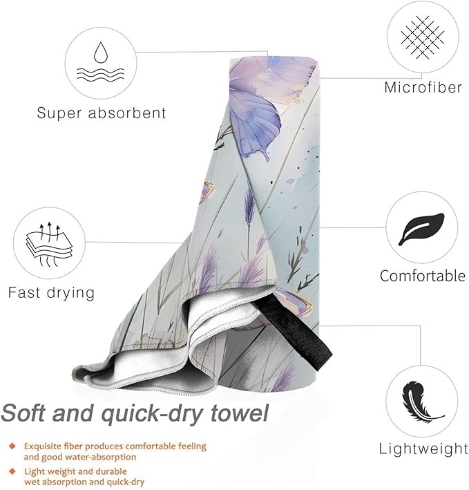 Butterfly Sand Free Beach Towel – 31.5"X63" Quick Dry Microfiber Beach Towels for Travel, Swimming, Pool, and Camping, Absorbent and Compact Beach Essential for Women, and Men