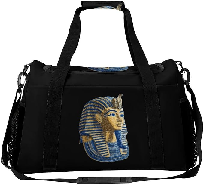 Ancient Egyptian Mask Duffle Bag Gym Bag for Workout Travel Tote with Detachable Straps
