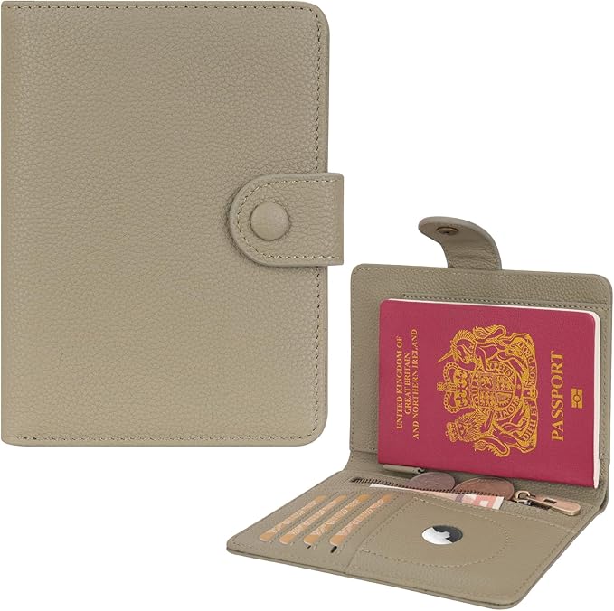 WASON Leather Passport Cover Wallet - Travel Passport Holder with RFID, Card Slots, Cash Pocket, Coin Purse, Tracker Slot, Boarding Pass and Ticket Organizer for Men and Women (Green)