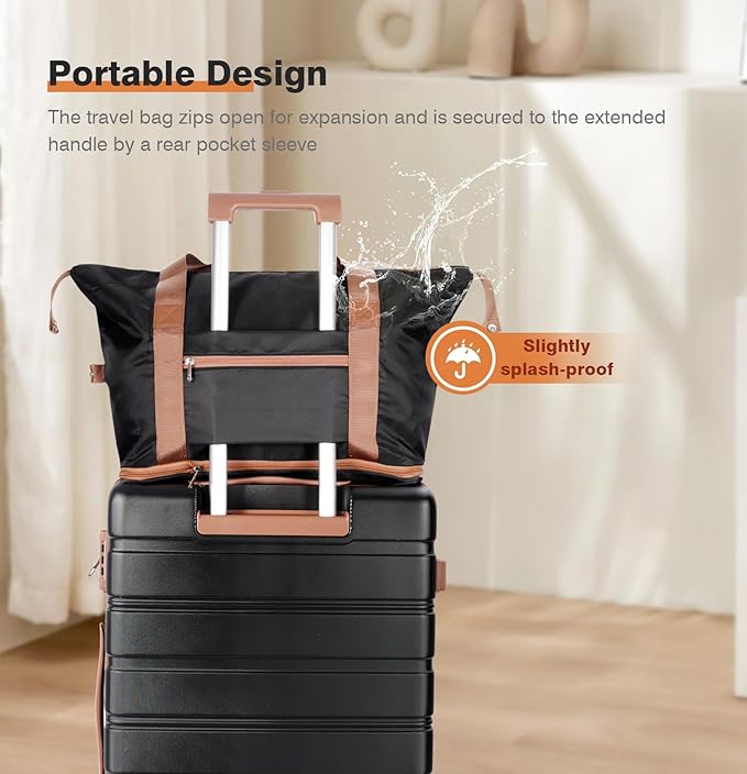 Carry on Luggage Set, 20 Inch Suitcase with 100% PC hardshell, Lightweight TSA Locks Quiet Spinner Wheels Durable Zipper, Suitable for Men and Women, Y01 Beige(20"/DB/TB) Slightly Small