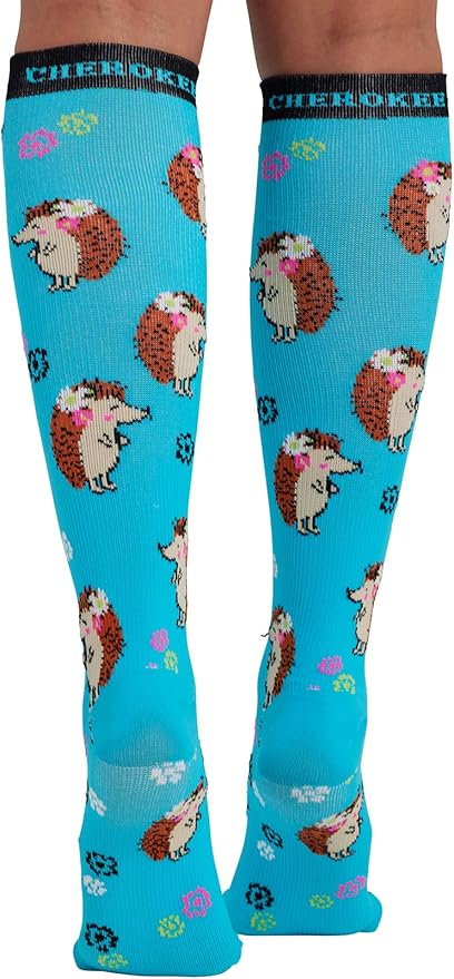 Cherokee Women's 10-15mmHg Compression Socks – Fun Print Knee Highs with Light Support, Soft Feel - PRINTSUPPORT