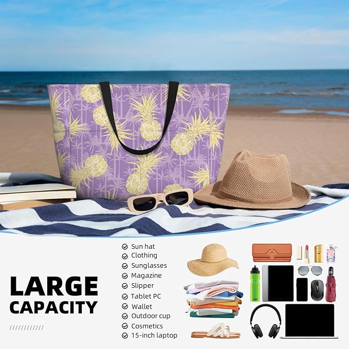 Beach Tote Bag for Women Beach Bag Waterproof and Sandproof Tote Bag with Wet Bag Large Travel Bag for Weekend Travel