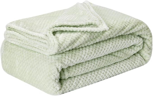 Fuzzy Throw Blanket, Plush Fleece Blankets for Adults, Toddler, Boys and Girls, Warm Soft Blankets and Throws for Bed, Couch, Sofa, Travel and Outdoor, Camping (Twin(60"x80"), XL1-Pastel Green)