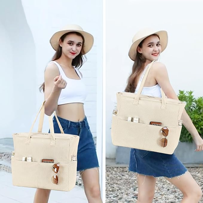 Bluboon Beach Bags for Women, Large Waterproof Tote Bag With Wet Compartment for Pool Weekender Travel Gym