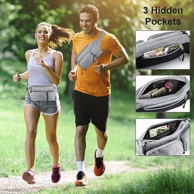 CXWMZY Fanny Packs For Women & Men, Waist Bag Hip Bum Bag Strap Extension Large Capacity Easy Carry Any Phone Passport Wallet for Outdoors Workout Traveling Casual Running Hiking Cycling Dog Walking