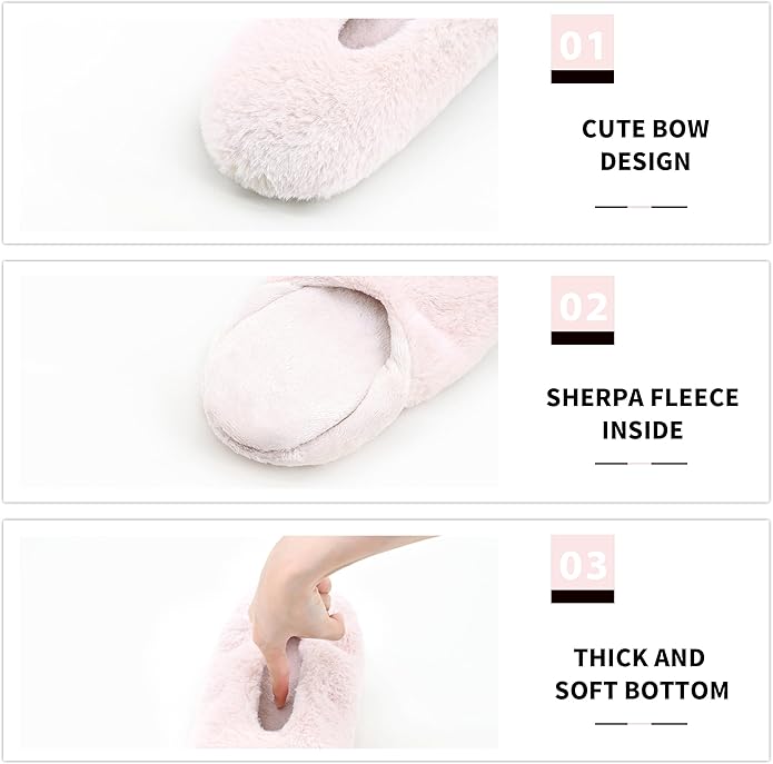 DICUIRD Women's Ballerina Slippers Lightweight House Slippers with Stretchable Heel Design