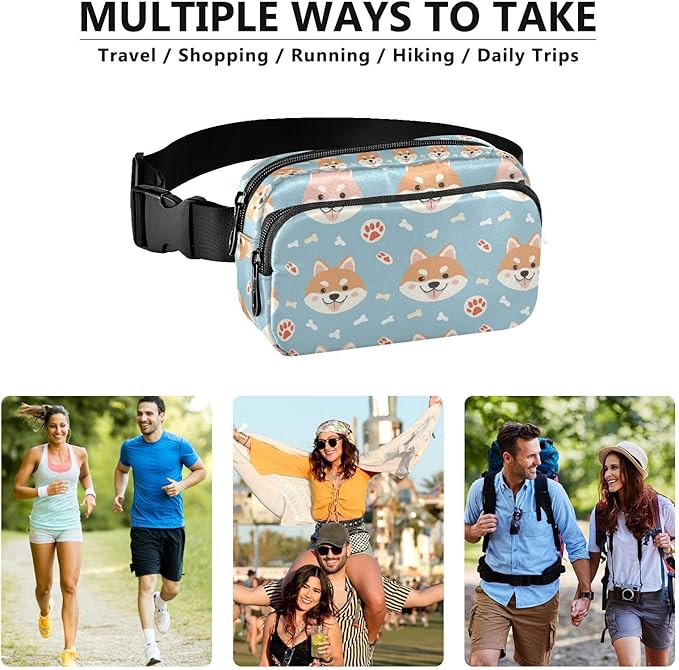 Kawaii Shiba Inu Dog Fanny Pack for Women Men Water Resistant Fashion Waist Packs with Adjustable Strap Belt Bag for Travel Workout Jogging Hiking 21219129
