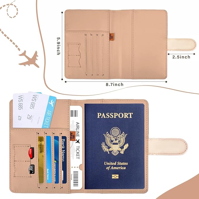 COSHAYSOO Personalized RFID Passport Holder for Travel Women Passports Cover Case Air Essentials Airplane Flight Accessories Airline Plane Flying Must Haves Christmas Gifts Leopard Print