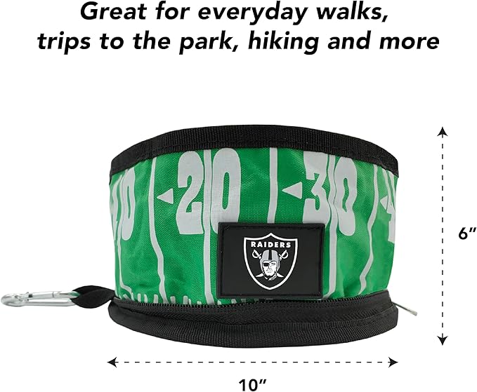 NFL Las Vegas Raiders Pets First Collapsible Dog Travel Bowl Set, 2 Pack Food and Water Bowls for Dogs, Best Portable & Lightweight Leak-Proof Dog Bowls for Travel