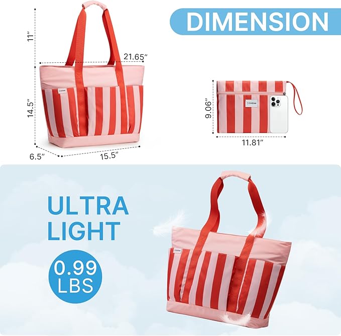 G4Free Beach Bag,Waterproof Beach Tote Pool Bags for Women,Compatible with Stanley Cup,Foldablefor Weekender Travel