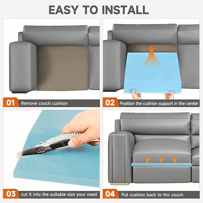 20"x20"Couch Cushion Support for Sagging Seat, Trapezoid 40D Density Foam Couch,Sofa Cushion Support Replacement for Furniture Sagging, Blue (2PCS)