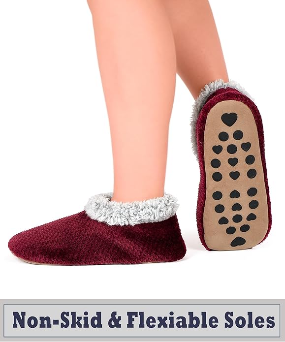 Cozylook Fuzzy Slippers for Women Indoor, Warm Bedroom Slip On Shoes, Winter Fluffy House Socks with Grippers, Cozy Christmas Gifts Unique