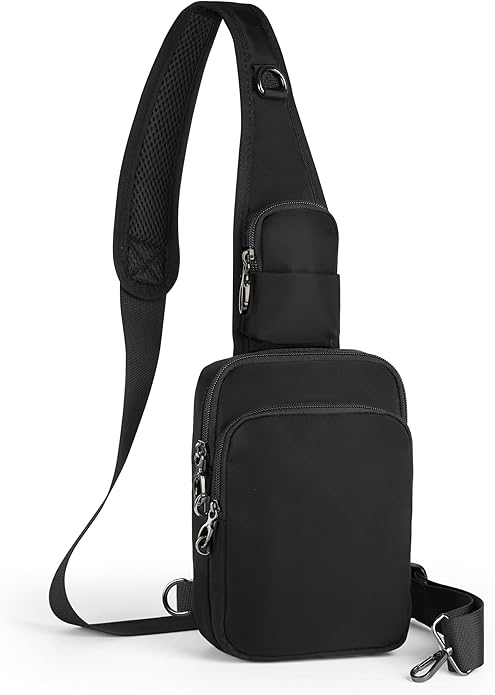 Sling Bag, Crossbody Bag with Zipper Lock, RFID & Water Resistant for Women and Men Small Chest Bag for Travel Casual