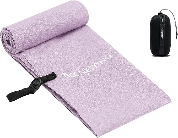 Bee Nesting Ultralight Quick Dry Towels for Backpacking, Microfiber Towel Tavel Accessories for Hiking, Beach, Gym, Swimming, Pocket Sweat Towels(XL Purple