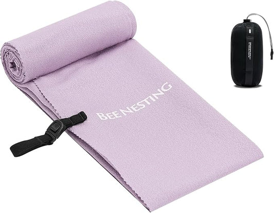 Bee Nesting Ultralight Quick Dry Towels for Backpacking, Microfiber Towel Tavel Accessories for Hiking, Beach, Gym, Swimming, Pocket Sweat Towels(XL Purple