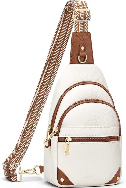 Anti Theft Crossbody Bags for Women, RFID Sling Bag Travel Purse, RFID Cross Body Purses Chest Bag for Travel Beige Brown
