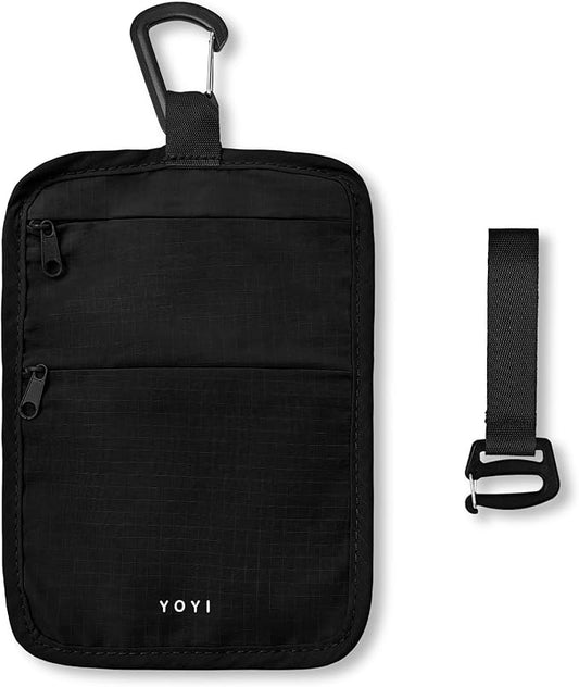 RFID Hidden Travel Wallet Belt Wallet – Large Capacity Passport Holder & Hidden Money Pouch, 3-Zone Organizer Anti-Theft Waist Wallet with Dual Clip Belt & Carabiner