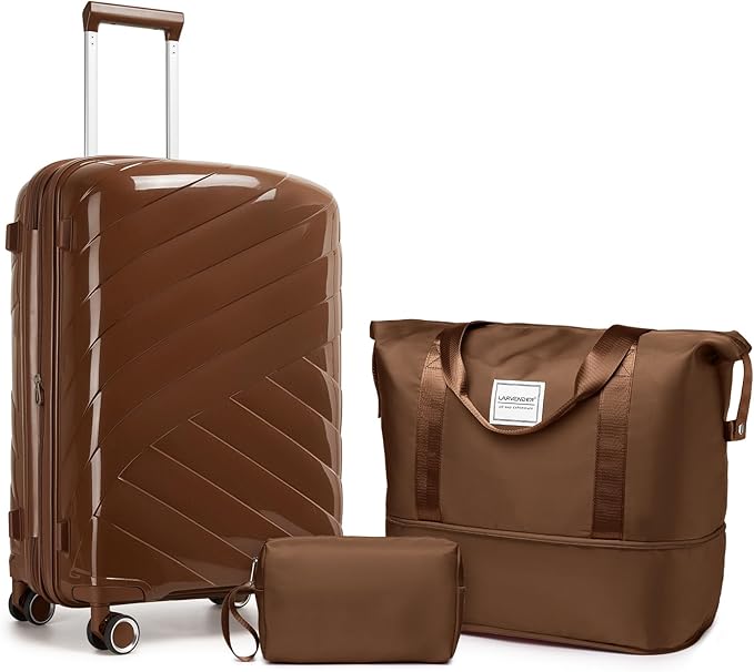 Carry On Luggage 22x14x9 Airline Approved, 20 Inch Expandable Hardshell Luggage Carry-on Suitcases with Spinner Wheels, Carry On Suitcase Set for Women (MOCHA)