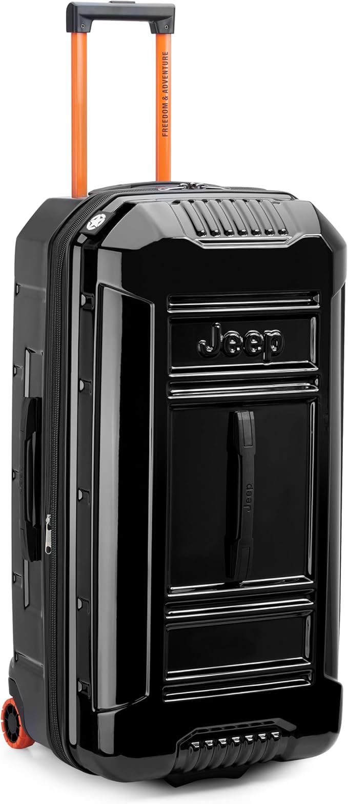 Jeep JH003B Hardside Expandable Luggage with Two Wheels, Black, 2 Piece Set 21/30 Inch