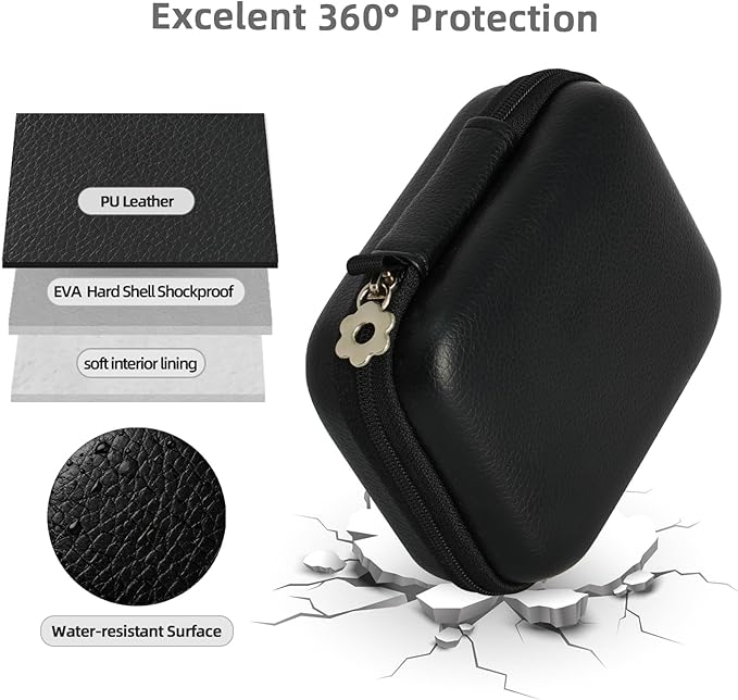 Small Digital Camera Case: Stylish Design for Kodak Pixpro fz55 / Canon elph 360 & Compact Cameras - 360° Shockproof for Travel & Daily Carrying, Black