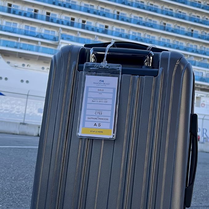 Premium Vinyl Cruise Ship Luggage Tag Holders with 9" Worm Loops by Specialist ID