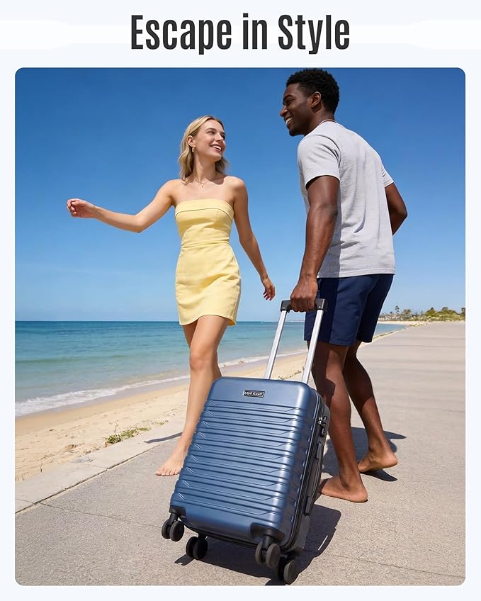LIGHT FLIGHT Expandable Carry On Luggage 22x14x9 Airline Approved with Double Spinner Wheels, 20 Inch Lightweight Hard Shell Rolling Suitcases with TSA Lock, Olive