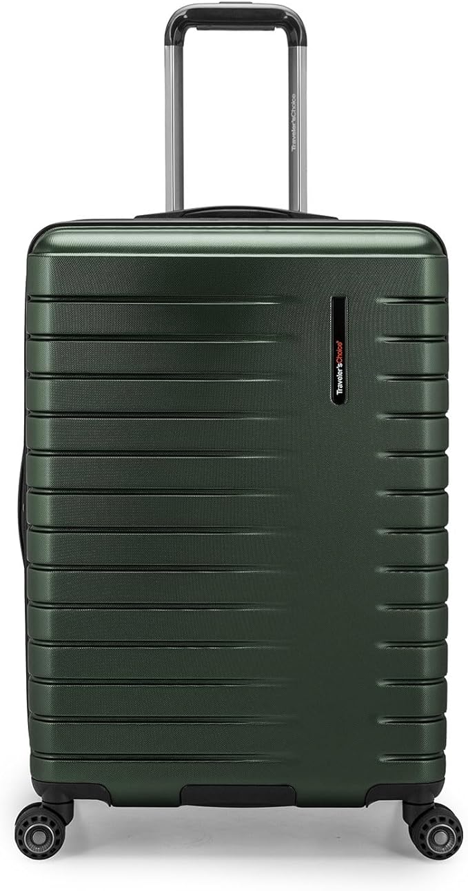 Traveler's Choice Archer Polycarbonate Expandable Luggage with Spinner Wheels, Green, Checked 26-Inch
