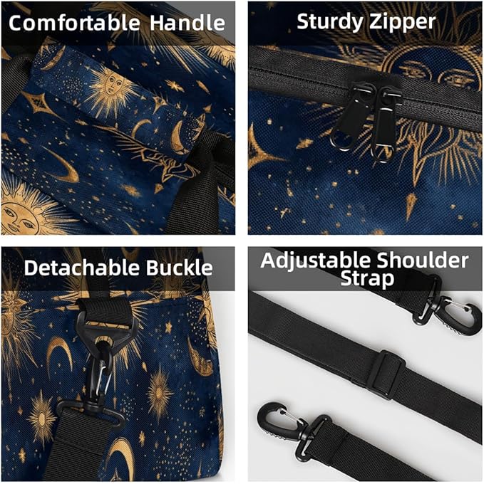 Kids Duffle Bag Girls Boys Bohemian Starry Sky Suns Moon Stars Weekender Overnight Bag,Lightweight Duffel Bags for Traveling Gym Sport Dance